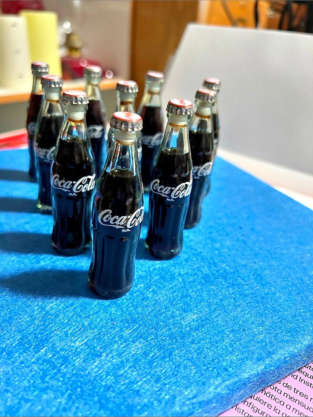 Coca-Cola Vintage Miniature Glass Coca-Cola Bottles with Metal Caps Bottles with